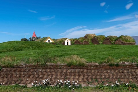 Church and peat farmstead or peat museum Glaumbaer or Glaumbaer