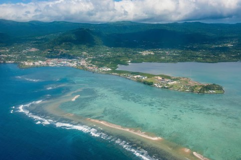 Aerial of the island of Upolo