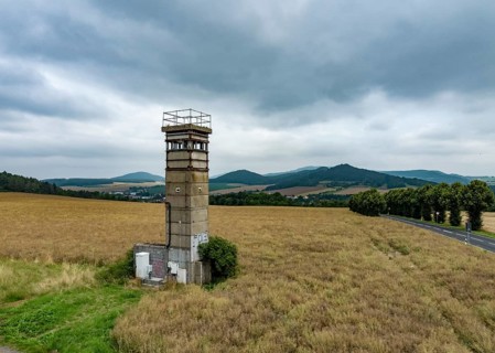 Former GDR watchtower at the border between Thuringia and Hesse