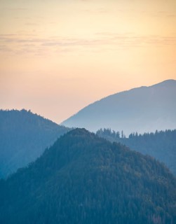 Hills and mountains at dawn