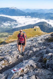 Hiker at the ascent