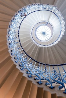 Spiral Staircase with Blue Railing