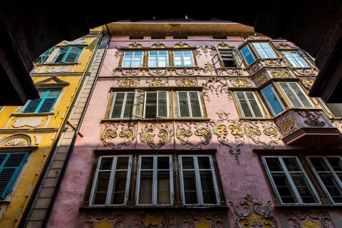 Facade of a historic town house in Laubengasse
