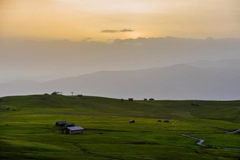 Evening view of the Ritten mountain range and the Rittner Horn (right)