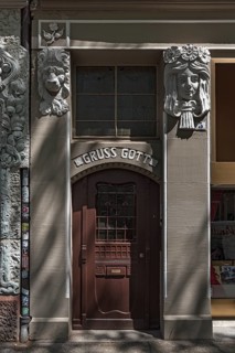 Art Nouveau entrance with decorative reliefs