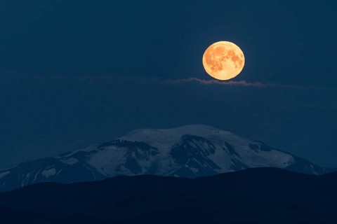 Moonrise over Snaefell Volcano
