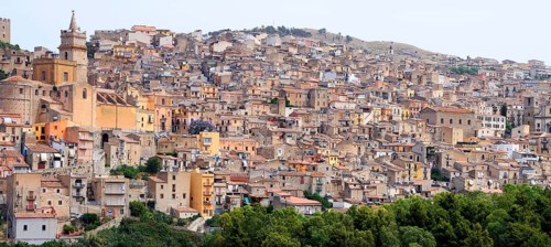 View of the mountain village of Caccamo