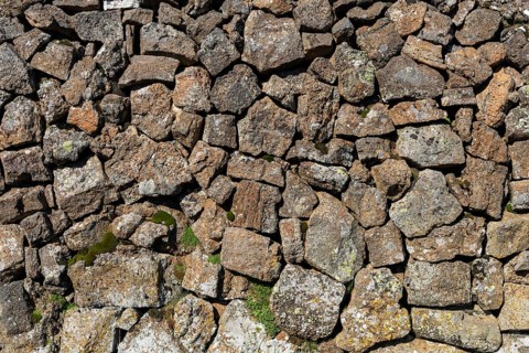 Stone wall of old lava rock