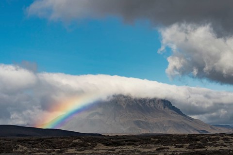 Rainbow and clouds at the table volcano Heroubreio or Herdubreid