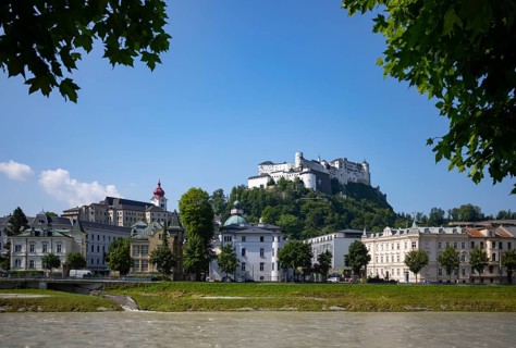 Salzach with Nonnberg Abbey and Hohensalzburg Fortress