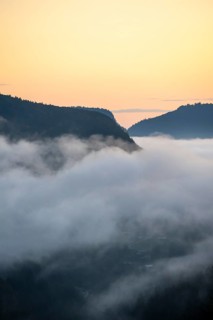 Hills and mountains at dawn
