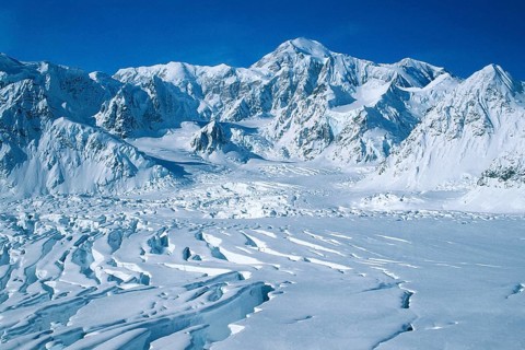 Glacier in the Alaska Range at Mount Denali