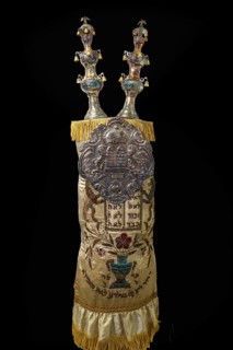Torah mantle with Torah shield around 1920