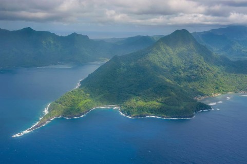 Aerial of the island of Upolo