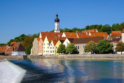 Old town of Landsberg am Lech with Lechwehr