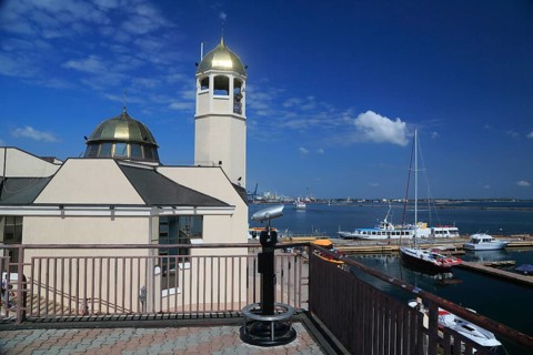 Odessa harbour with Saint Nicholas Church