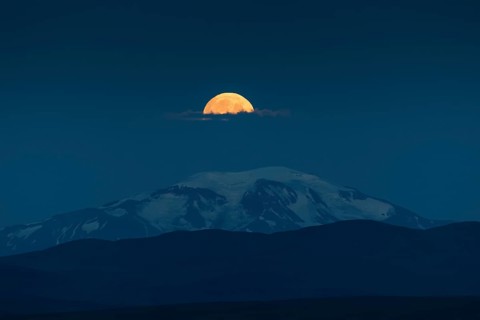 Moonrise over Snaefell Volcano