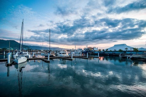 Sailing harbour of Apia at sunset Upolo