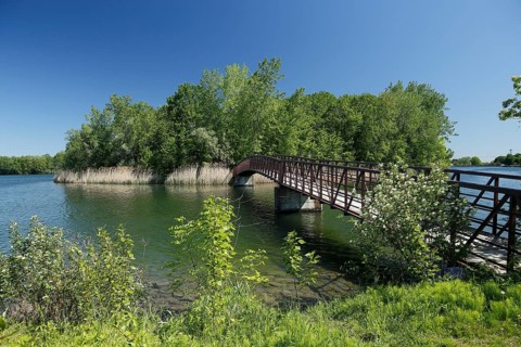 Small bridge to an island in the Saint Lawrence River