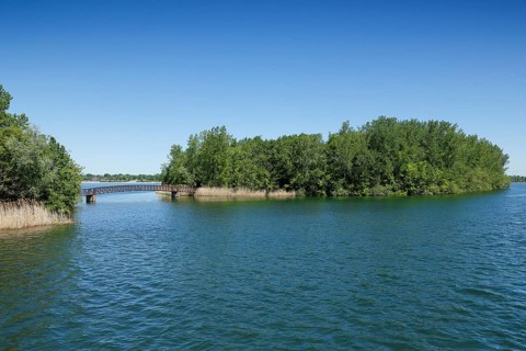 Small bridge to an island in the Saint Lawrence River