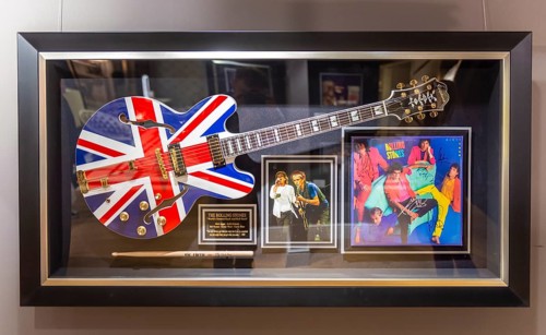 Electric guitar with Great Britain flag of the Rolling Stones