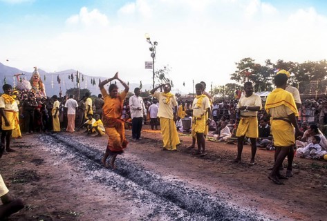 Fire walking festival at Vana Badra Kali Amman Temple at Nellithurai near Mettupalayam