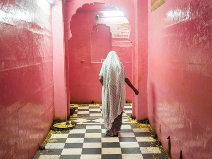 Worshippers at the Karni Mata Temple or Rat Temple
