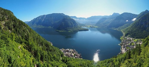 View from above of Hallstatt and Obertraun