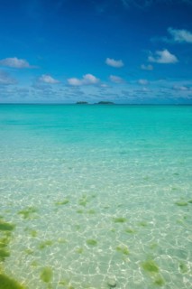 Turquoise waters in the Aitutaki lagoon