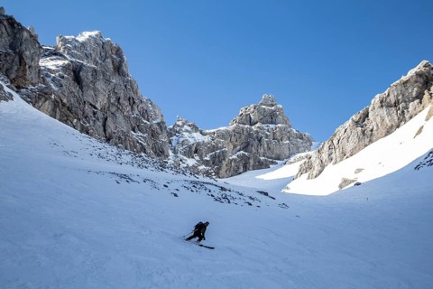 Germany's longest ski run through the unprepared Dammkar