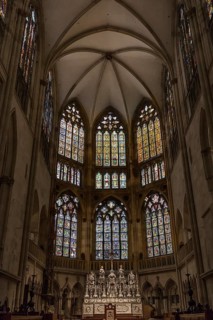 Chancel with stained glass windows in St. Peter's Cathedral