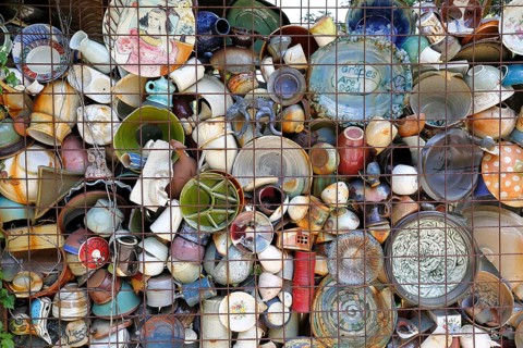 Display of broken ceramics