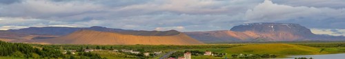 Ash craters Hverfjall and Blafjall in the evening light