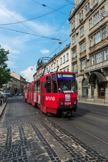 Tram in the Unesco sight the town Lviv