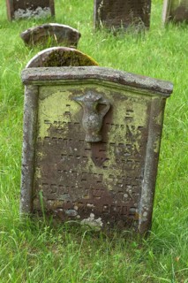 Gravestone with Levite jug at the historic Jewish cemetery