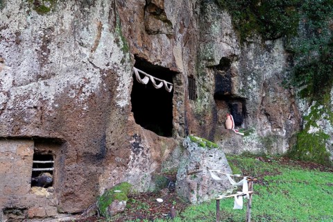 Etruscan tombs carved out of the tufa