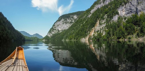 View of Lake Toplitz from a traditional barge