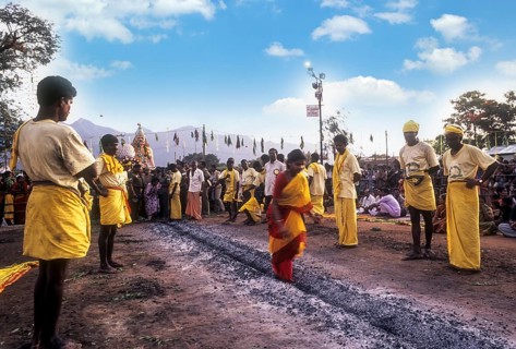 Fire walking festival at Vana Badra Kali Amman Temple at Nellithurai near Mettupalayam