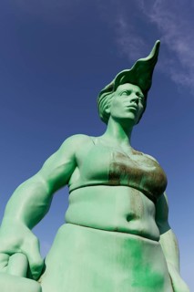 Green Woman with Storm Hairstyle