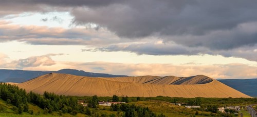 Ash crater Hverfjall in the evening light
