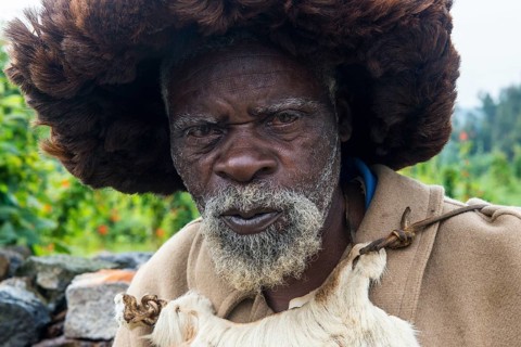 Friendly old man in a ceremony of former poachers