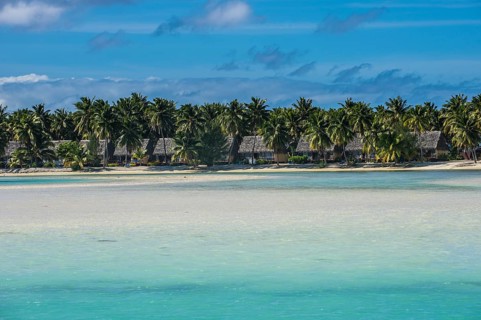 Traditional huts in the Aitutaki lagoon