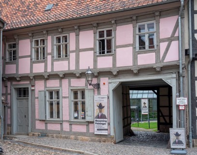Entrance to the courtyard of the Lyonel Feininger Gallery on the Schlossberg in Quedlinburg
