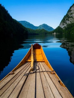 View of Lake Toplitz from a traditional barge