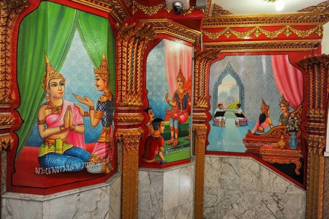 Temple room with coloured murals