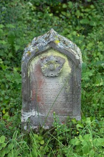 Gravestone with flower at the historic Jewish cemetery