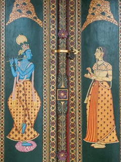 Painted door with Krishna