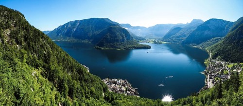 View from above of Hallstatt and Obertraun