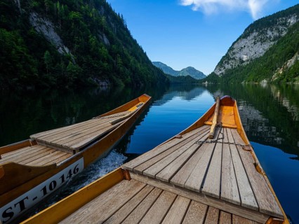 View of Lake Toplitz from a traditional barge
