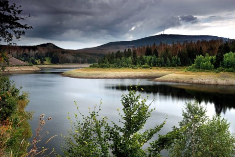 View over Eckerstausee to Brocken